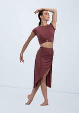 Weissman Matte Jersey Asymmetric Skirt Rosewood 9 [Rouge]