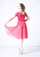 Mid-Calf Length Chiffon Skirt Rose Back [Rose]