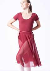 Mid-Calf Length Chiffon Skirt Bordeaux Front [Rouge]