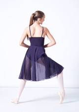 Mid-Calf Length Chiffon Skirt Bleu Marine Back [Bleue]