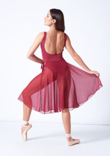Mid-Calf Length Chiffon Skirt Bordeaux Back [Rouge]