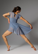 Robe lyrique ÃƒÂ©vasÃƒÂ©e ÃƒÂ  volants cascade Jolista Honor Bleu ardoise Back [Bleue]