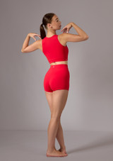 Crop top Ã  manches dÃ©bardeur Move Dance Alessandra Rouge Back 8 [Rouge]