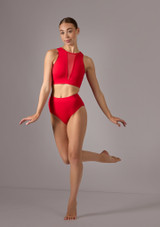 Crop top Ã  empiÃ¨cements en maille Move Dance Luella Rouge Front [Rouge]