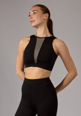 Crop top Ã  empiÃ¨cements en maille Move Dance Luella Noir Front [Noir]
