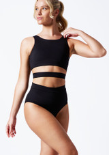 Crop top à découpes Move Dance Naya Noir Front [Noir]