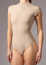 Justaucorps manches courtes avec zip Move Dance Ash Lavande Fonce Front [Violet]