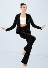 Weissman Rhinestone Pinstripe Blazer Noir 2 [Noir]