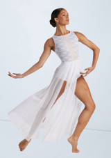 Weissman Lace Plunge Maxi Dress Blanc 7 [Blanc]