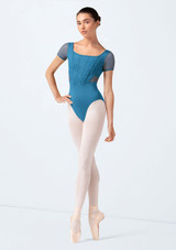 Justaucorps Bloch Olivia à manches courtes Cerulean Front 2 [Bleue]