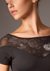 Justaucorps fleuri et encolure cœur Move Dance Liss Noir Front 5 [Noir]