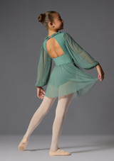 Long sleeved dress with pleated neck trim Rose Blush Back 5 [Rose]