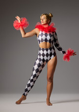 Jolista Harlequin Rivival Catsuit Costume Rouge [Rouge]