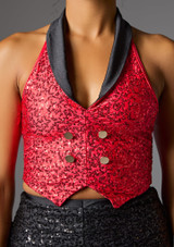 Gilet de costume Ã  paillettes Jolista Starlet Rouge 5 [Rouge]