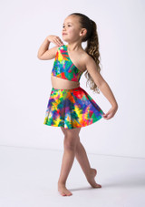 Top asymÃ©trique imprimÃ© fille Alegra Scarlett JUN Front 2 [Vert]