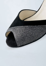 Chaussures de danse en daim brocart Werner Kern Steph â€“ 5,5 cm Noir Argent Front 3 [Noir]