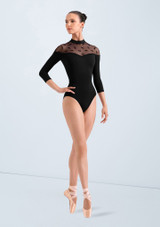 Justaucorps Ã  manches 3/4 Bloch Sofia Noir Front [Noir]