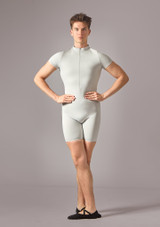 Biketard Ã  manches courtes et zip homme Move Dance Mateo gris tourterelle Front [Gris]