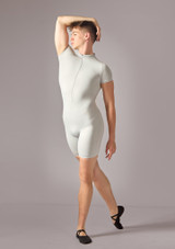 Biketard Ã  manches courtes et zip homme Move Dance Mateo gris tourterelle Front 2 [Gris]
