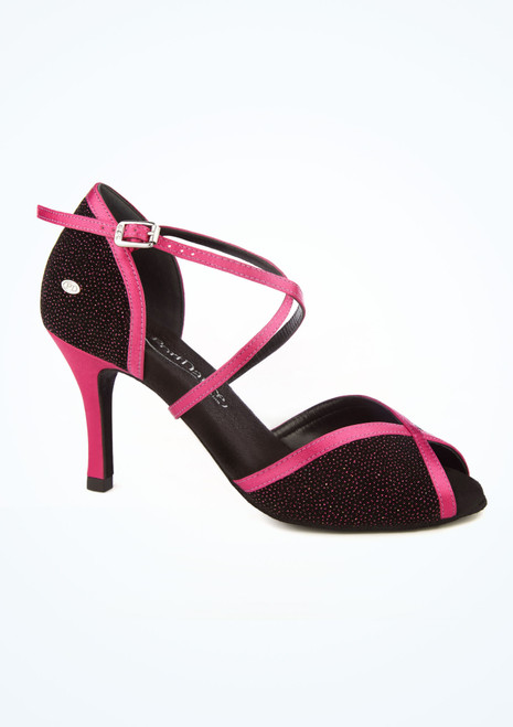 Chaussures de danse salsa et latine PortDance PD500 - 5,5cm - rose Noir-Rose Principal [Noir]