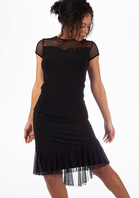 So Danca Polka Dot Mesh Dance Skirt* Black [Black]