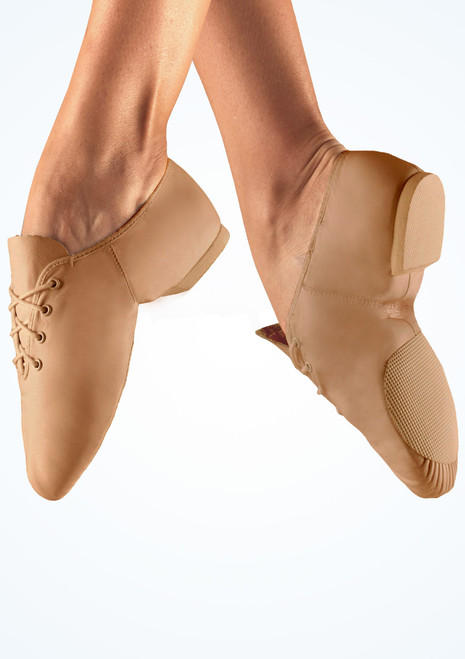 Chaussons de jazz en cuir So Danca - bi-semelle - fauve Nu Principal [Fauve]