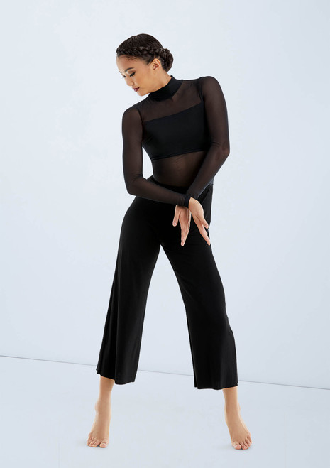 Weissman Culotte Unitard With Mesh Noir [Noir]