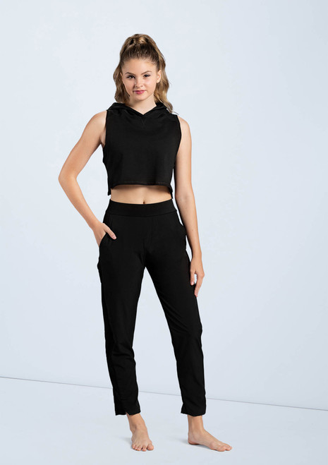 Weissman Hooded Sleeveless Crop Top Schwarz [Schwarz]