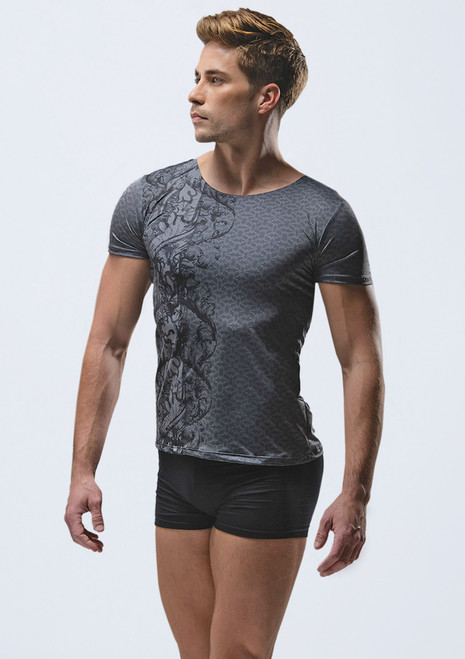 Ballet Rosa Herren T-Shirt mit Abrax-Print Grau Vorderseite [Grau]