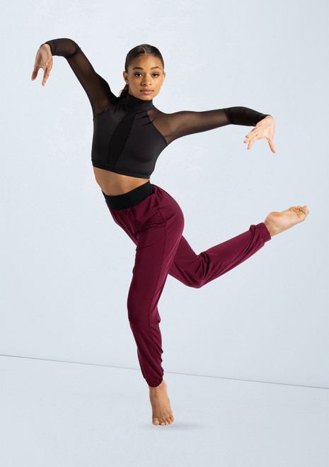 Weissman Mock Neck Illusion Mesh Top Noir 3 [Noir]