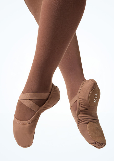 Chaussons bi-semelles en toile Bloch Performa - Cacao