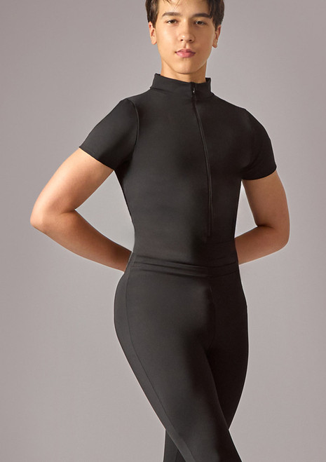 Justaucorps Ã  manches courtes et zip homme Move Dance Rafferty Noir Front [Noir]