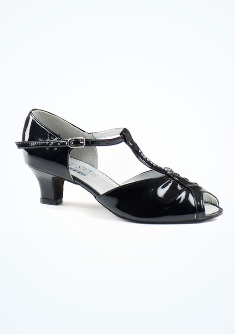 Chaussures danse de salon en cuir brilliant Dancesteps Topaz - 4cm - noir Noir [Noir]