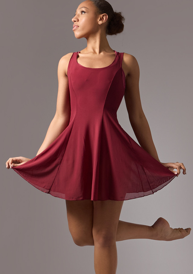 Robe d'échauffement en maille Move Dance Evie Bordeaux Front [Rouge]