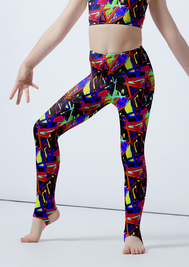 Legging à motifs avec étriers pour filles Alegra A motifs Principal [A motifs]