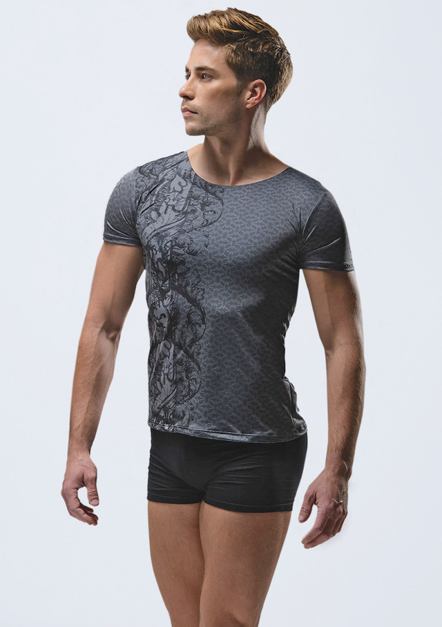 Ballet Rosa Herren T-Shirt mit Abrax-Print Grau Vorderseite [Grau]