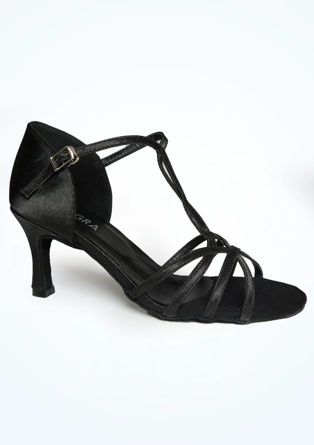 Chaussures de danse en satin noir Alegra Carla - Talon 6,35cm [Noir]