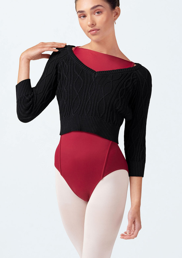 Pull court Bloch Bianca en maille Noir Front [Noir]