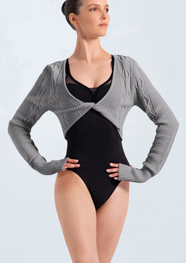Top dâ€™Ã©chauffement en maille torsadÃ©e Bloch Madison Grey Marle Front [Gris]