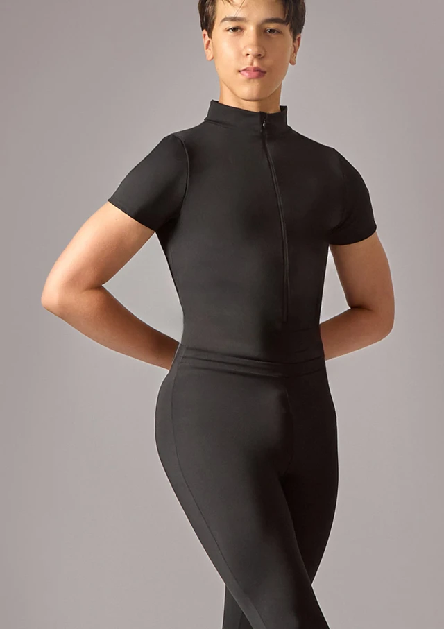 Justaucorps Ã  manches courtes et zip homme Move Dance Rafferty Noir Front [Noir]