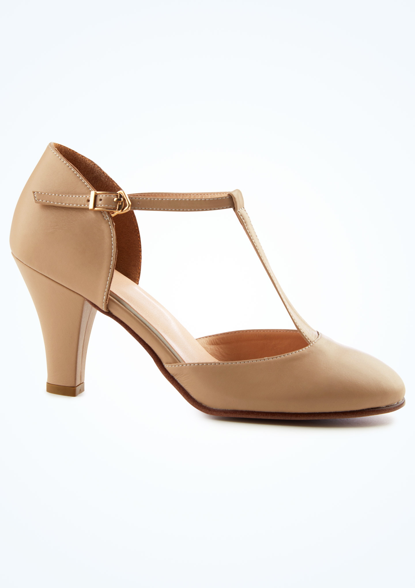 Chaussures de caractère lanière en T Erika Move Dance - 7.60 cm - Tan Nu [Fauve]