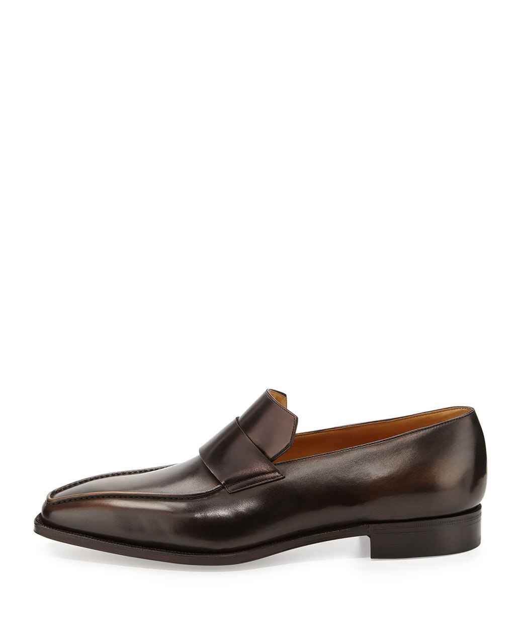 Brand New Corthay Massai Black Calf Leather Loafers in Vieux Bois patina