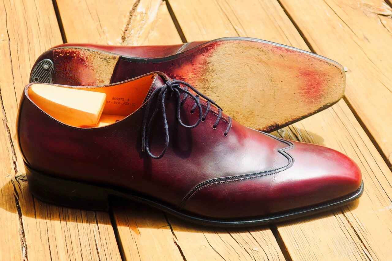 JM Weston 423 Richelieu Oxfords - Burgandy Vocalou calf