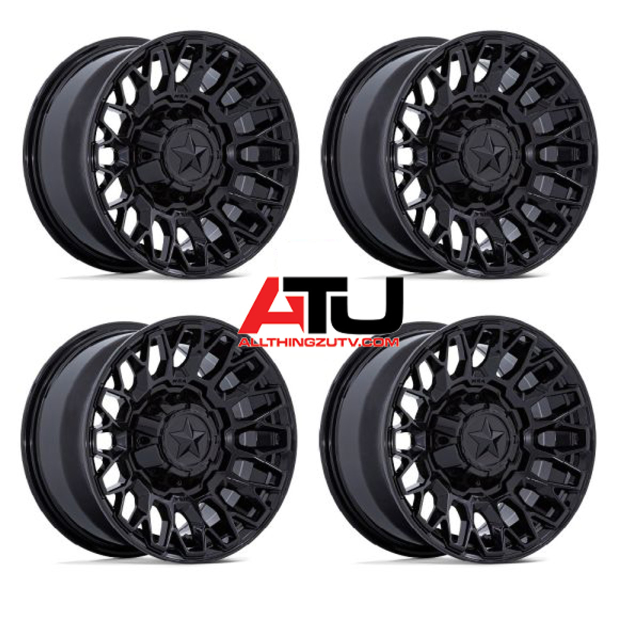 MSA Clubber 20" Wheels Gloss Black Polaris RZR Turbo R & Pro R Ranger 1500 Xpedition