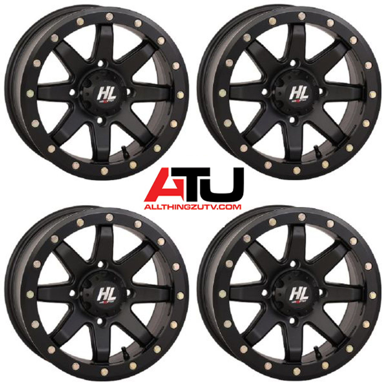 High Lifter by STI HL9 Beadlock 15x7 Wheels Black (4-3) Can-Am Maverick X3 / Honda Pioneer 1000
