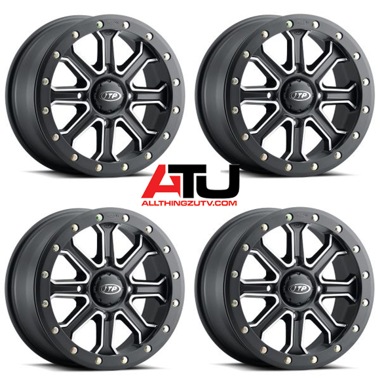 ITP Inertia Beadlock 15" UTV Wheels/Rims Black +50mm Can-Am Maverick X3 / Honda Pioneer 1000