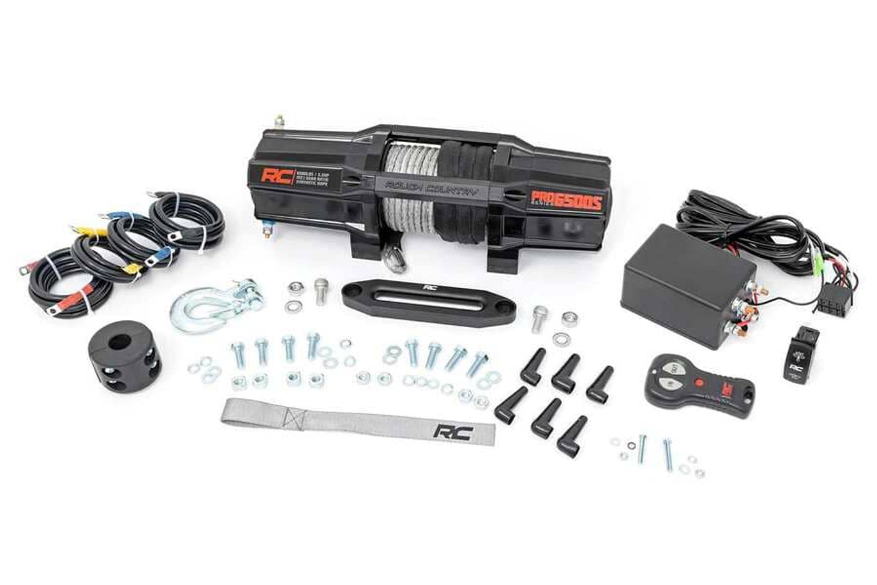 Rough Country 6500-LB UTV Synthetic Rope Winch With Remote 