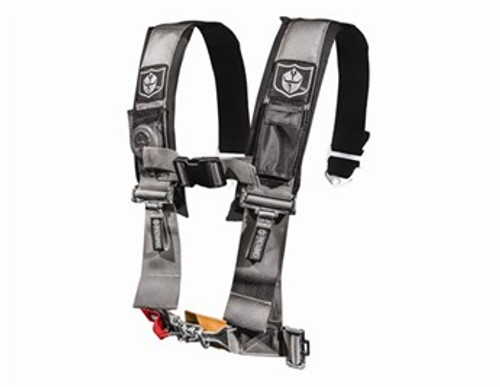 Pro Armor now offers 4 Point Harnesses. They feature 3" harnesses with sewn in pads & a water resistant cell phone pocket to hold your iPhone, Droid or MP3 player. The belts also come with a Free LED Flashlight (mesh pocket for light with velcro closure) & adjustable sternum strap. These harnesses are also easy in and easy out due to the fact the shoulder harnesses are sewn to the lap belts so less hardware & hassle for the latch and link system. Sewn together harnesses have passed all SFI testing but are not SFI certified for racing. *Price is per harness.*

3" Wide Harness with Sewn in Padding
H Style Harness for Full Adjustability and Application Fit up
Adjustable Lap and Sternum Strap to Accommodate All Sized Riders
Water Resistant Cell Phone Pocket/MP3 Player
Mesh Pocket with Free LED Flashlight
5 Mounting Points for Ultimate Protection and Security
Made from only the Highest Quality Materials
Easy to Use Pull Down Hoops