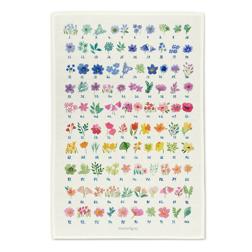 100 Flowers Tea Towel - bluebellgray
