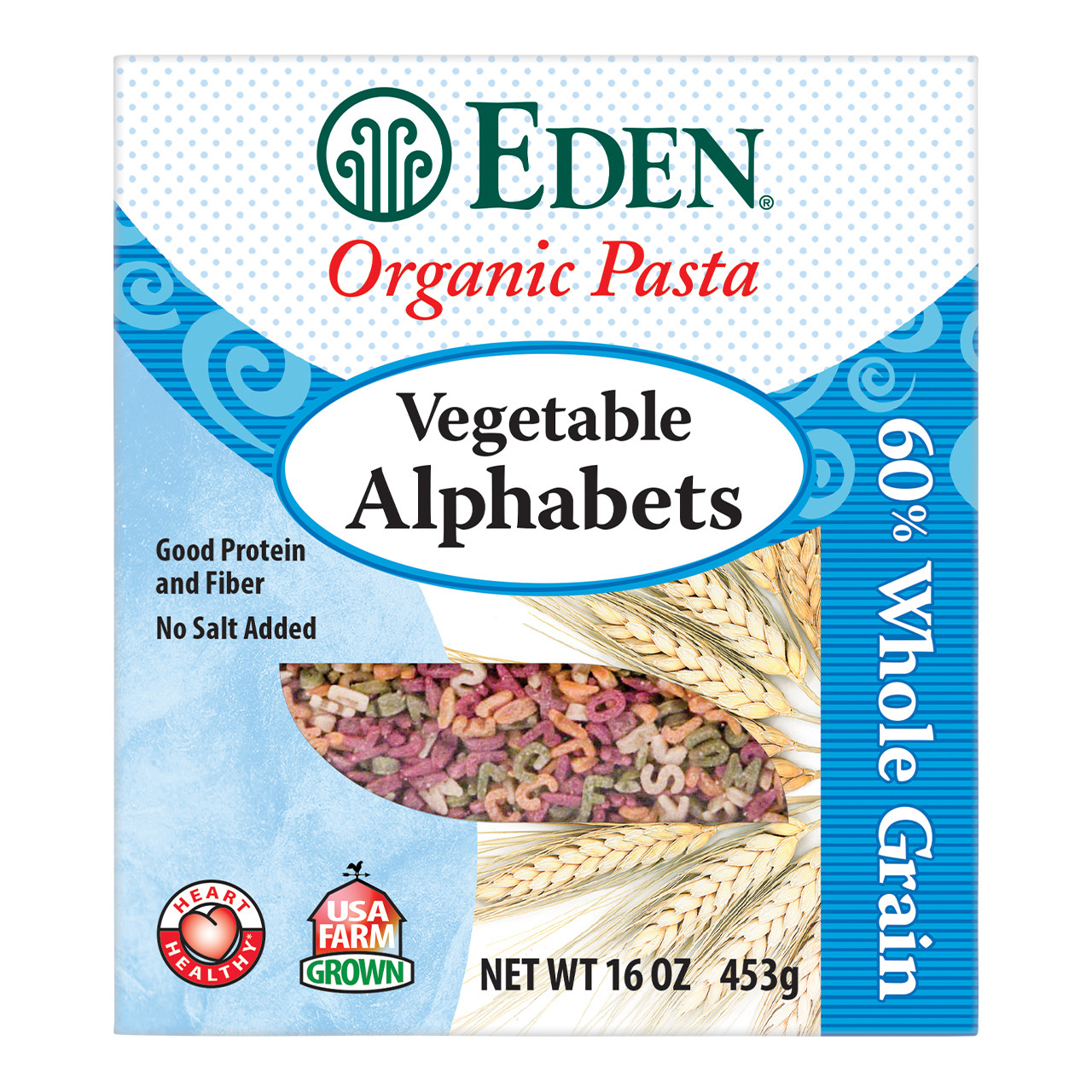 Vegetable Alphabets, Organic, 60% Whole Grain